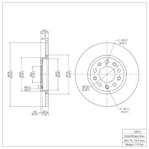 Chrysler 200 Brake Rotor (1) - Rear - R1 Concepts - Plain - `14-`22